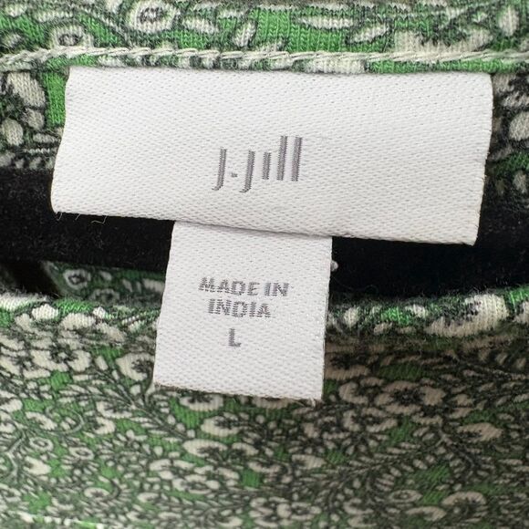 J.Jill Tiered Floral Print Green Maxi Dress size L - Picture 8 of 9